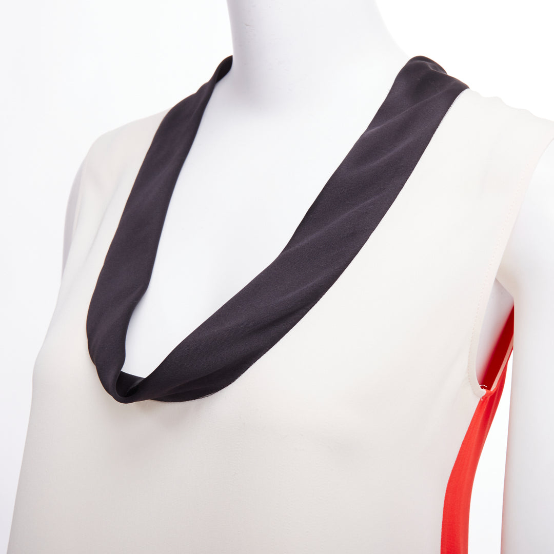 OLD CELINE Phoebe Philo orange black cream colorblocked tank top FR36 S