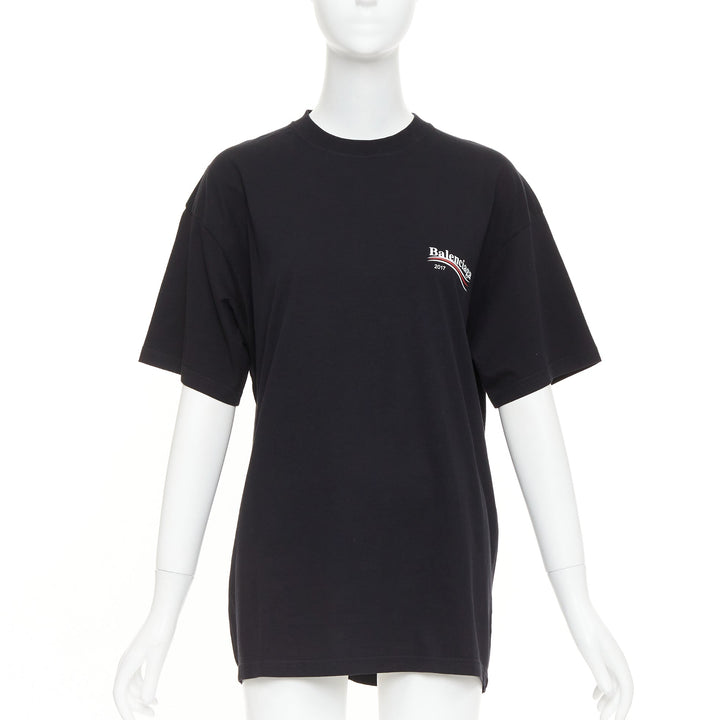 BALENCIAGA Demna 2017 black Polical Campaign logo crew neck oversized tshirt S