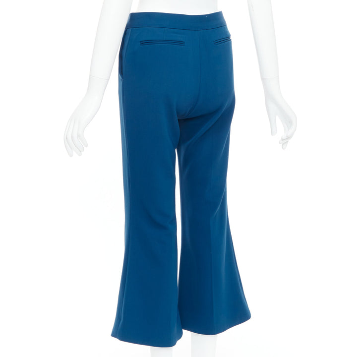 STELLA MCCARTNEY 2016 100% wool blue flare cropped pants IT38 XS