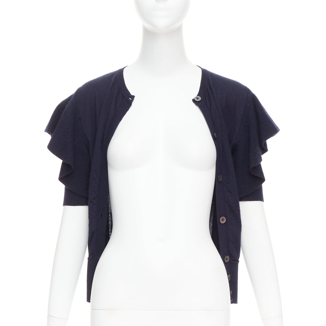 VIKTOR & ROLF navy cashmere silk ruffle sleeves cardigan sweater S