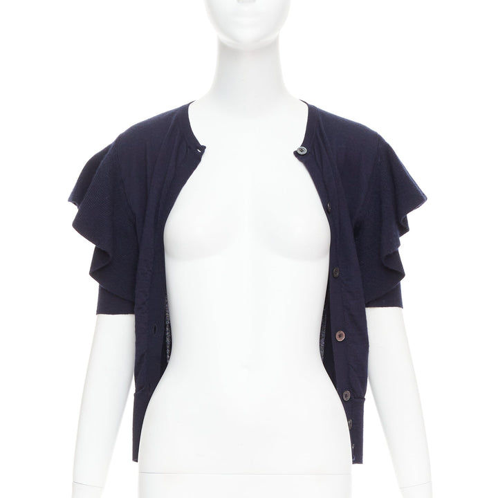 VIKTOR & ROLF navy cashmere silk ruffle sleeves cardigan sweater S