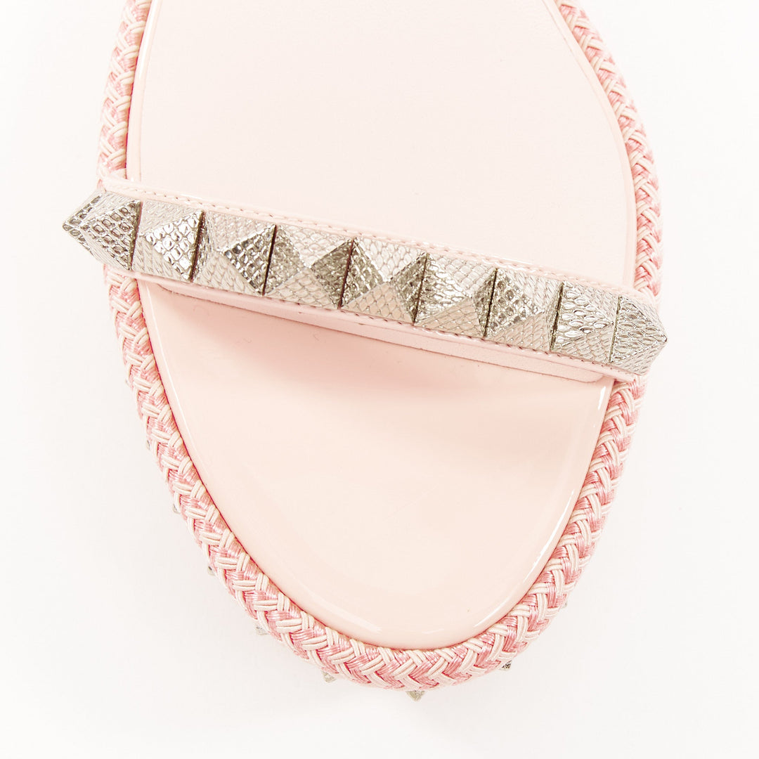 CHRISTIAN LOUBOUTIN Pyraclou 60 poupee pink patent spikes platform wedges EU38