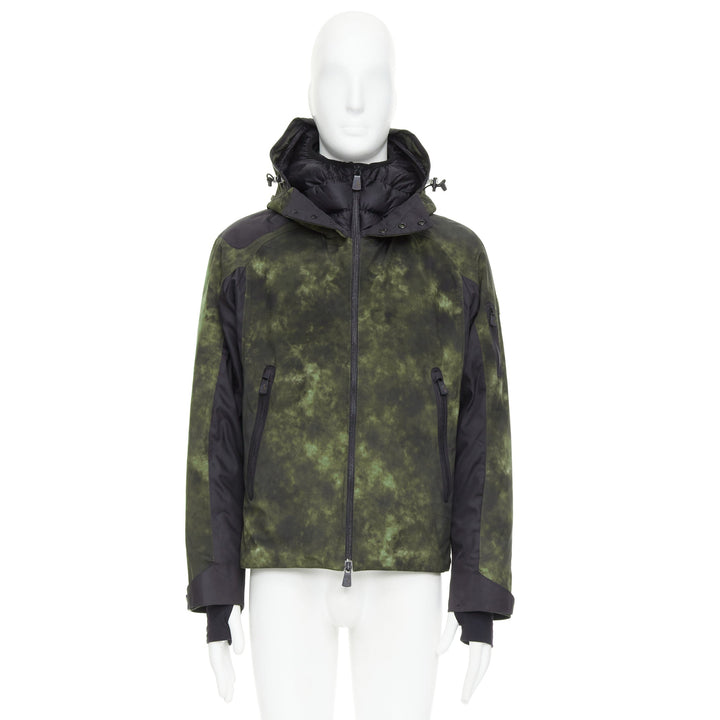 MONCLER Grenoble G32-003 green tie dye hooded ski jacket Sz1 S