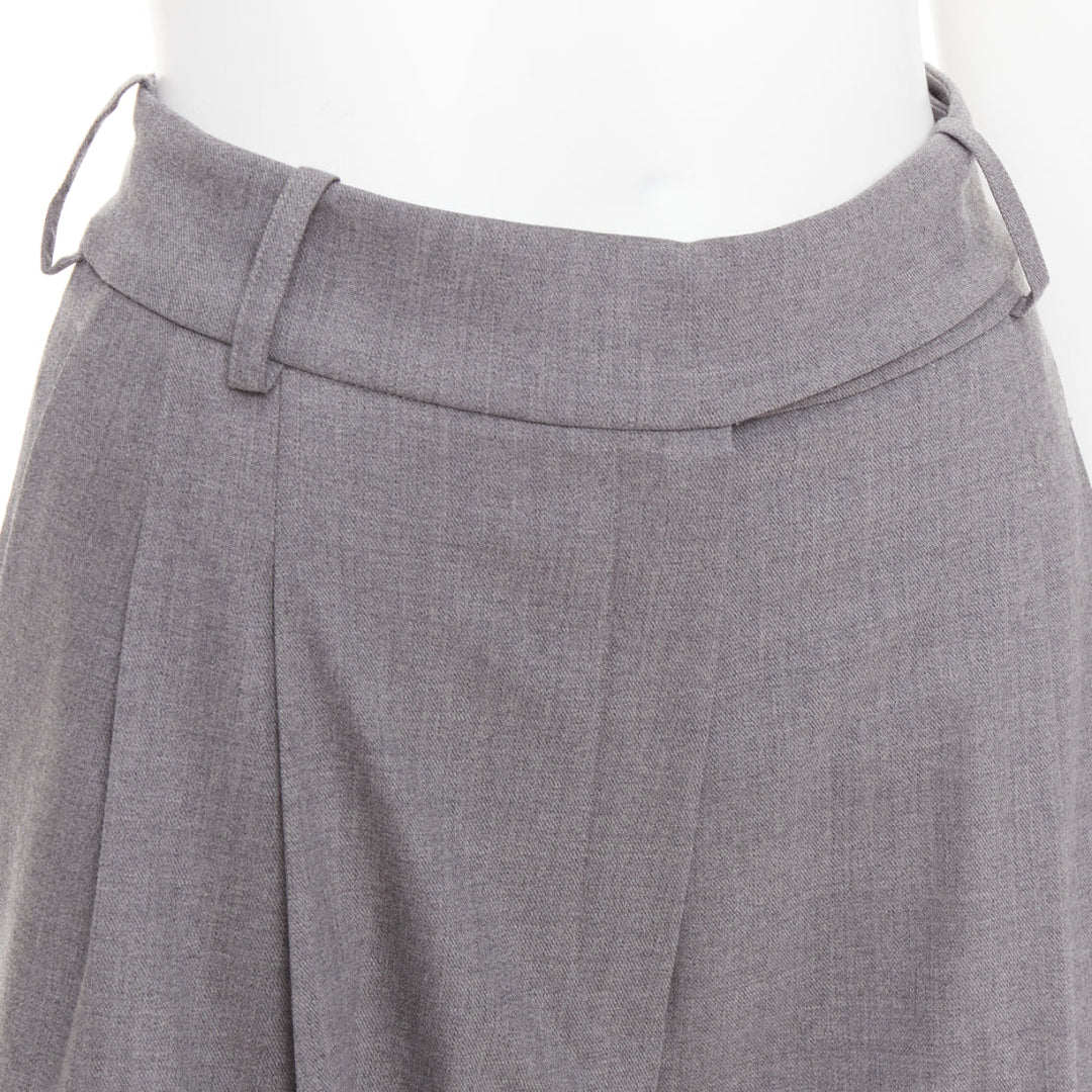 ALEXANDRE VAUTHIER COUTURE grey rolled hem high waist pleat front wide leg pants