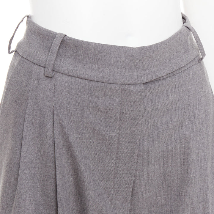 ALEXANDRE VAUTHIER COUTURE grey rolled hem high waist pleat front wide leg pants