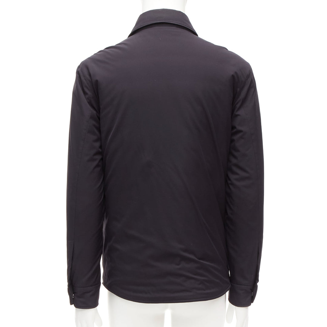 LORO PIANA Storm System black nylon grey cotton cashmere lined jacket S