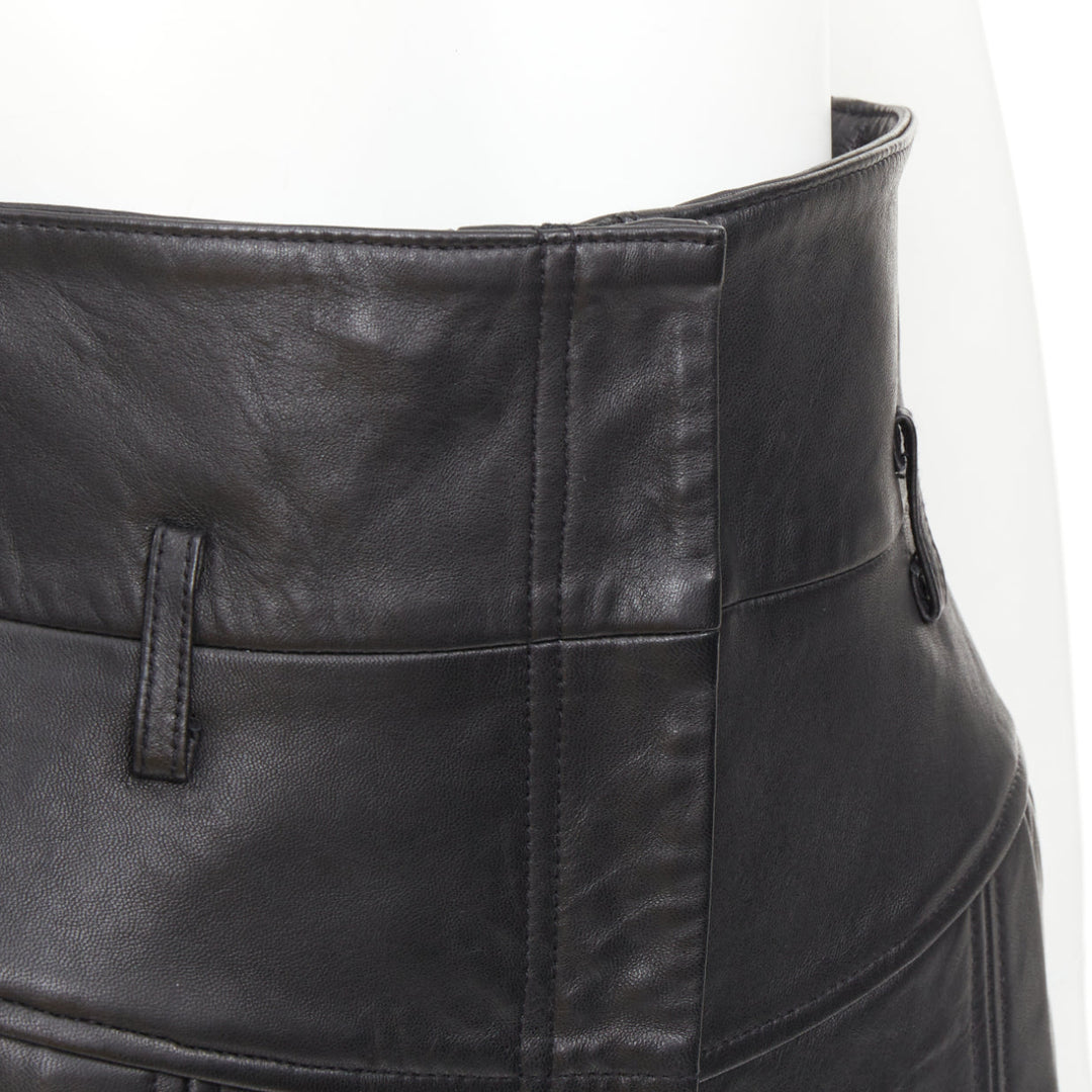 ALBERTA FERRETTI Giacca high waisted black sheep leather culottes IT38 XS