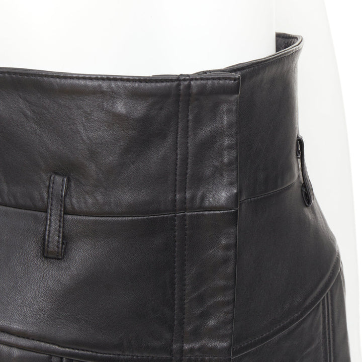 ALBERTA FERRETTI Giacca high waisted black sheep leather culottes IT38 XS