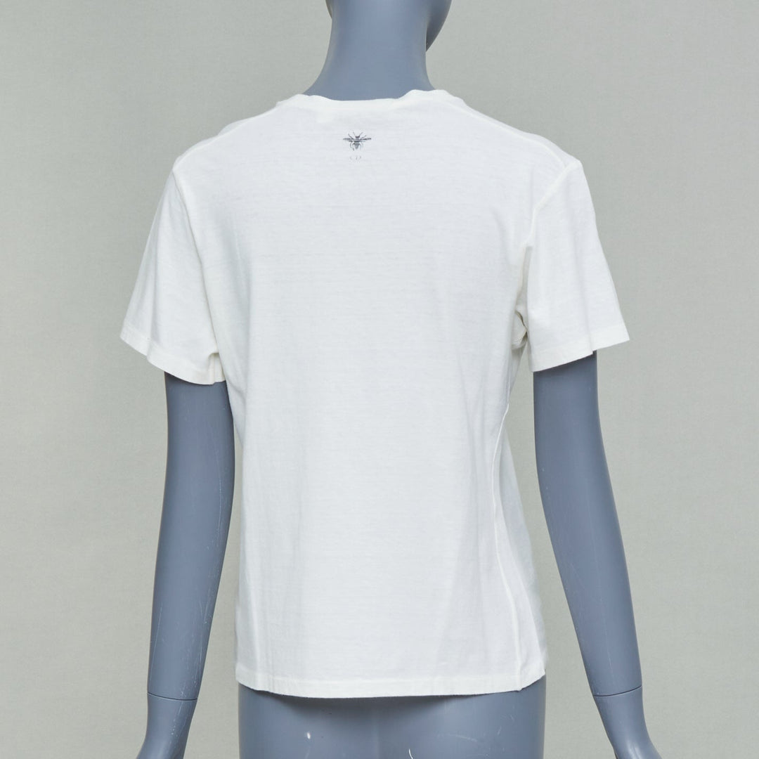 CHRISTIAN DIOR 2017 Runway Dio(r)evolution beige cotton linen print tshirt S