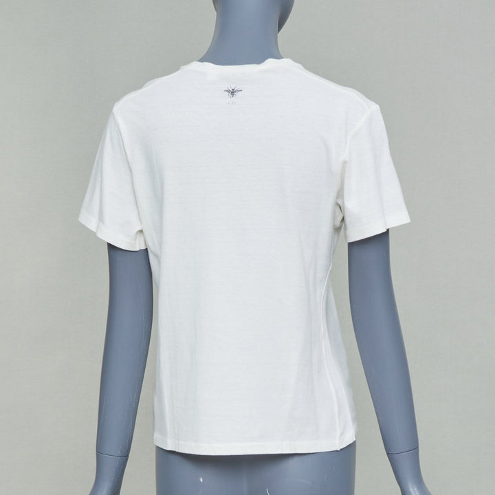 CHRISTIAN DIOR 2017 Runway Dio(r)evolution beige cotton linen print tshirt S