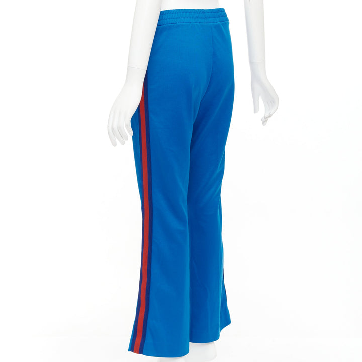 GUCCI blue red webbing trims flare cropped track pants S