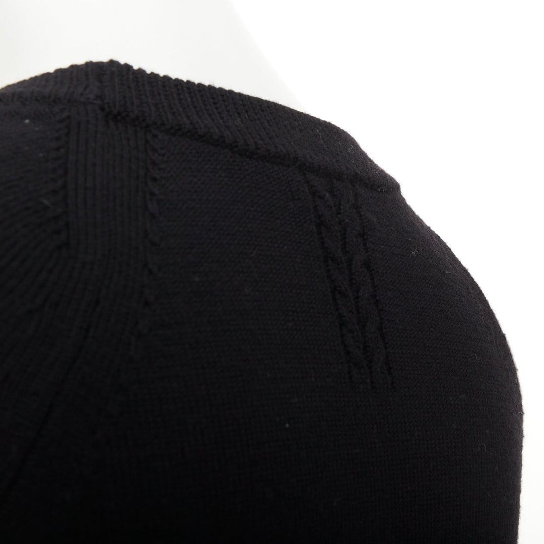 SAINT LAURENT 2016 black raglan sleeve wool knit crewneck sweater S