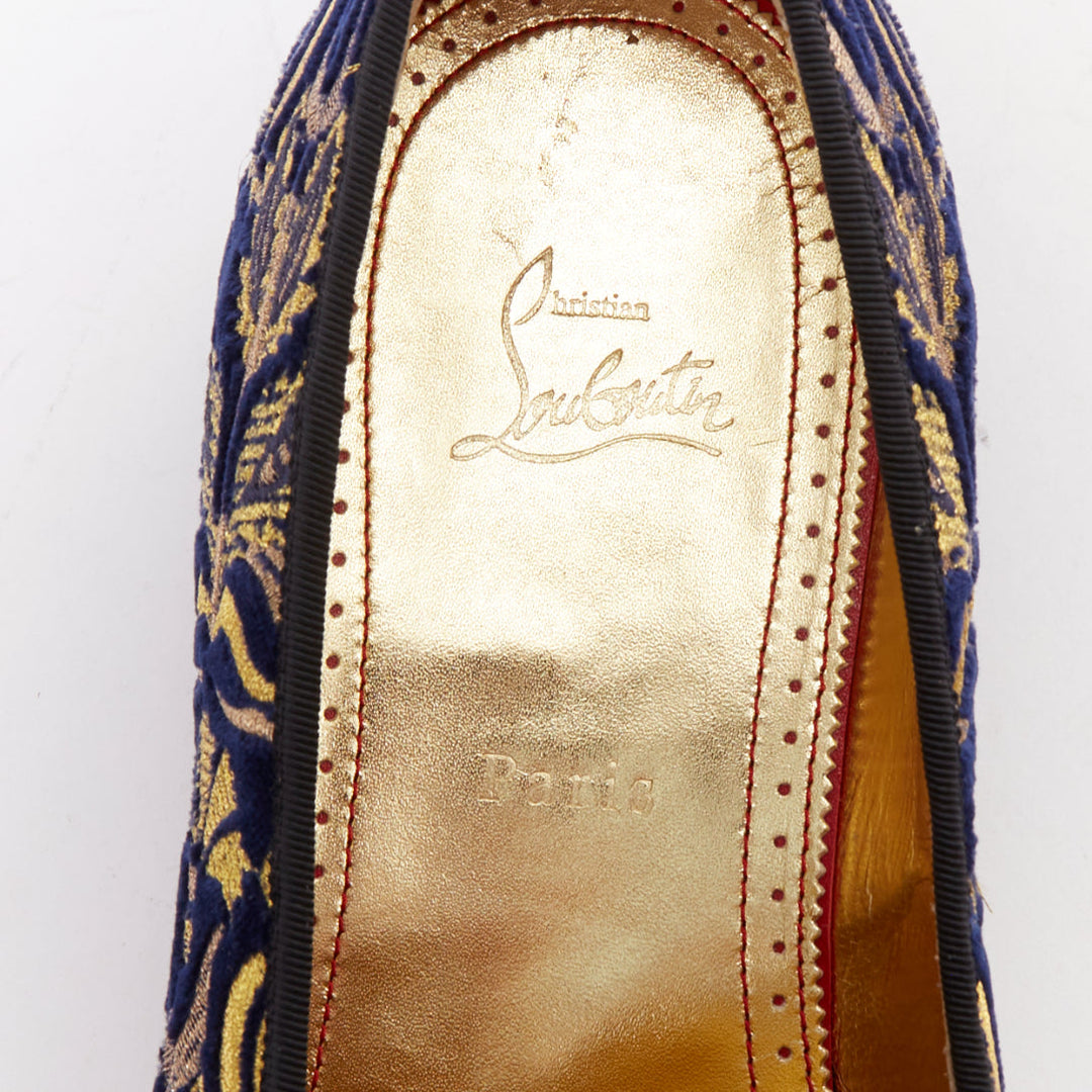 rare CHRISTIAN LOUBOUTIN Marcantonia Flat gold baroque velvet loafer EU44