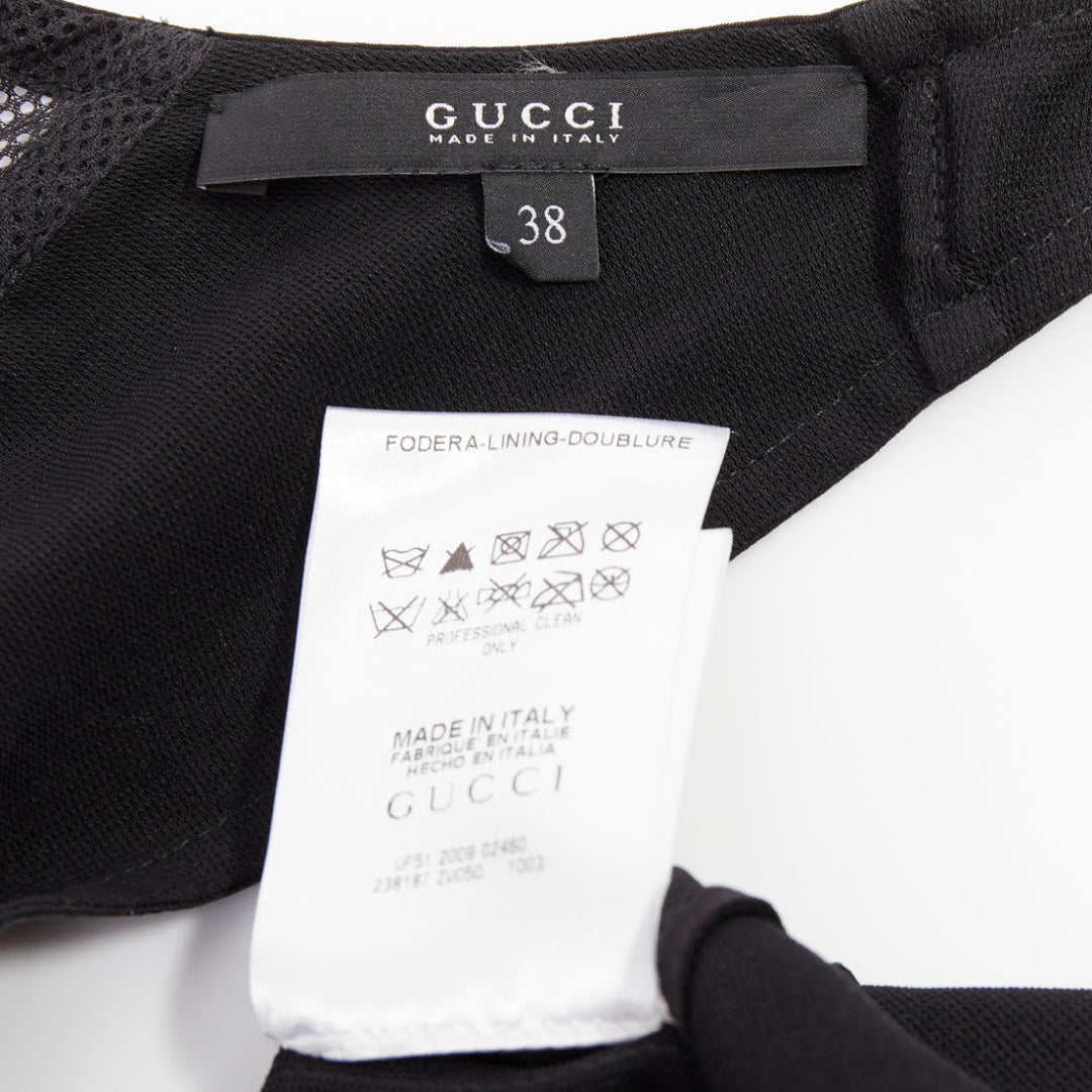 GUCCI 2009 black silk blend metal leather embellished tank top IT38 XS