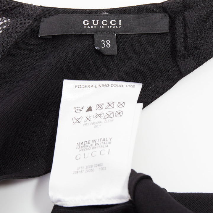 GUCCI 2009 black silk blend metal leather embellished tank top IT38 XS
