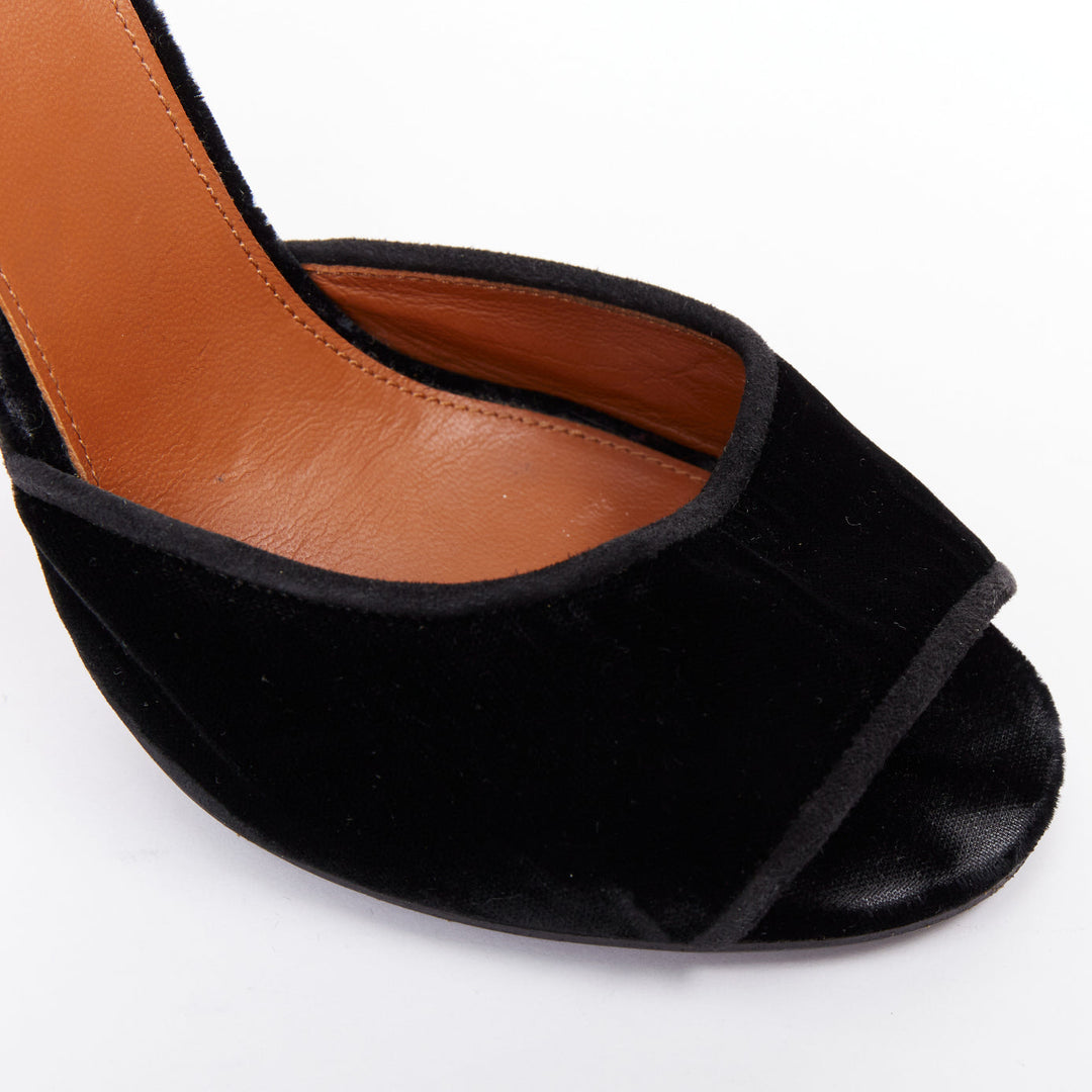 GIVENCHY Matilda black velvet brown snake leather metal pin heel sandal EU40