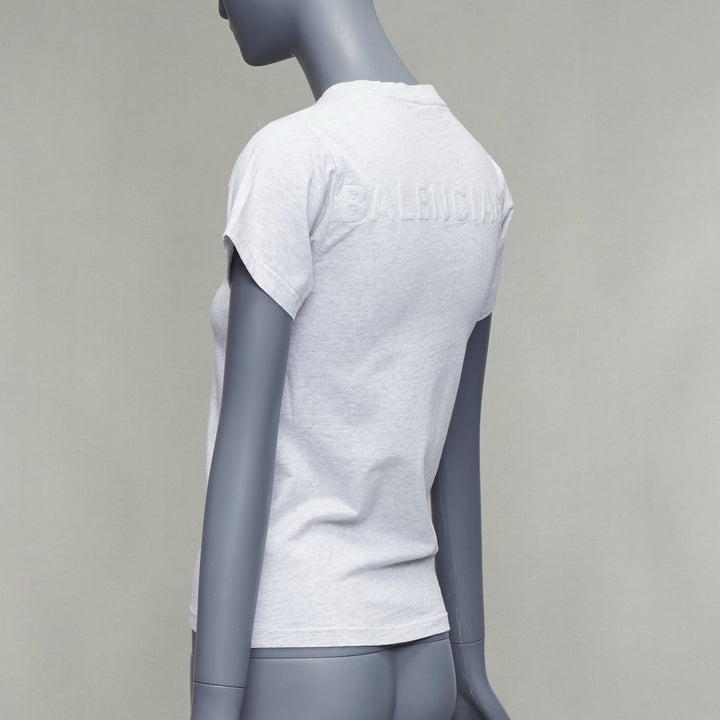 BALENCIAGA Demna 2018 grey logo embroidery back front tshirt XS