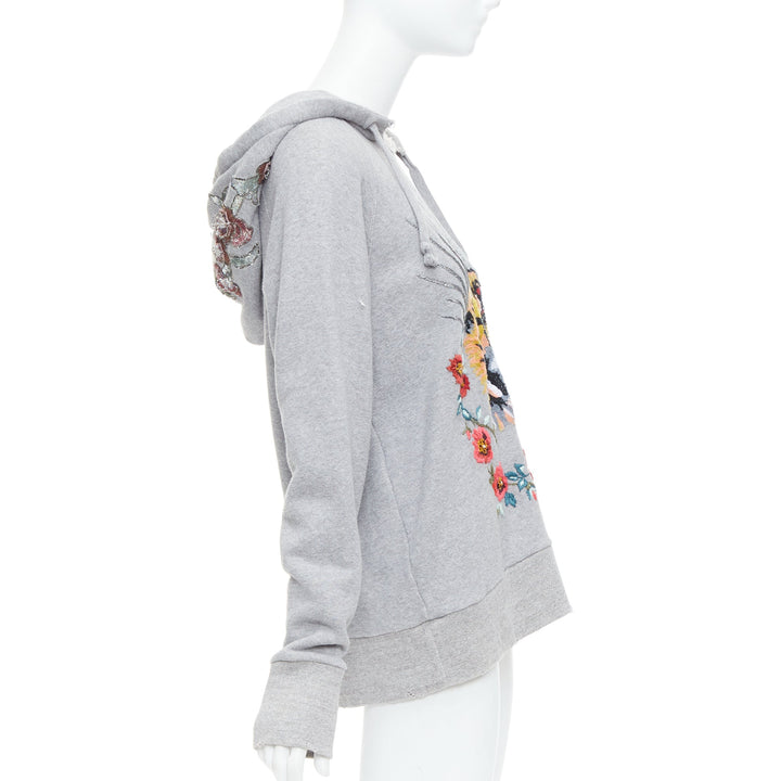 GUCCI Alessandro Michele Blind For Love grey tiger embroidered hoodie S