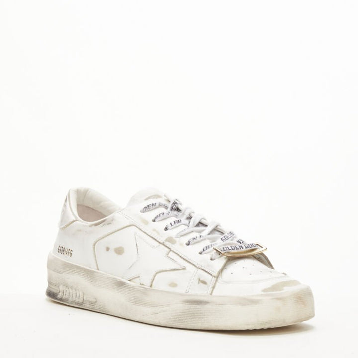 GOLDEN GOOSE GG/AFG Stardan distressed white low top sneaker EU38