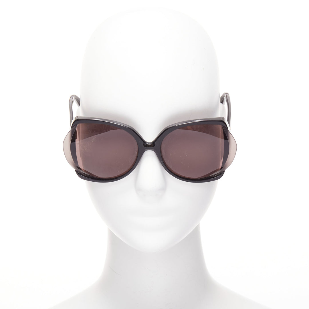 YVES SAINT LAURENT YSL6328S black flared out lens logo side square sunglasses