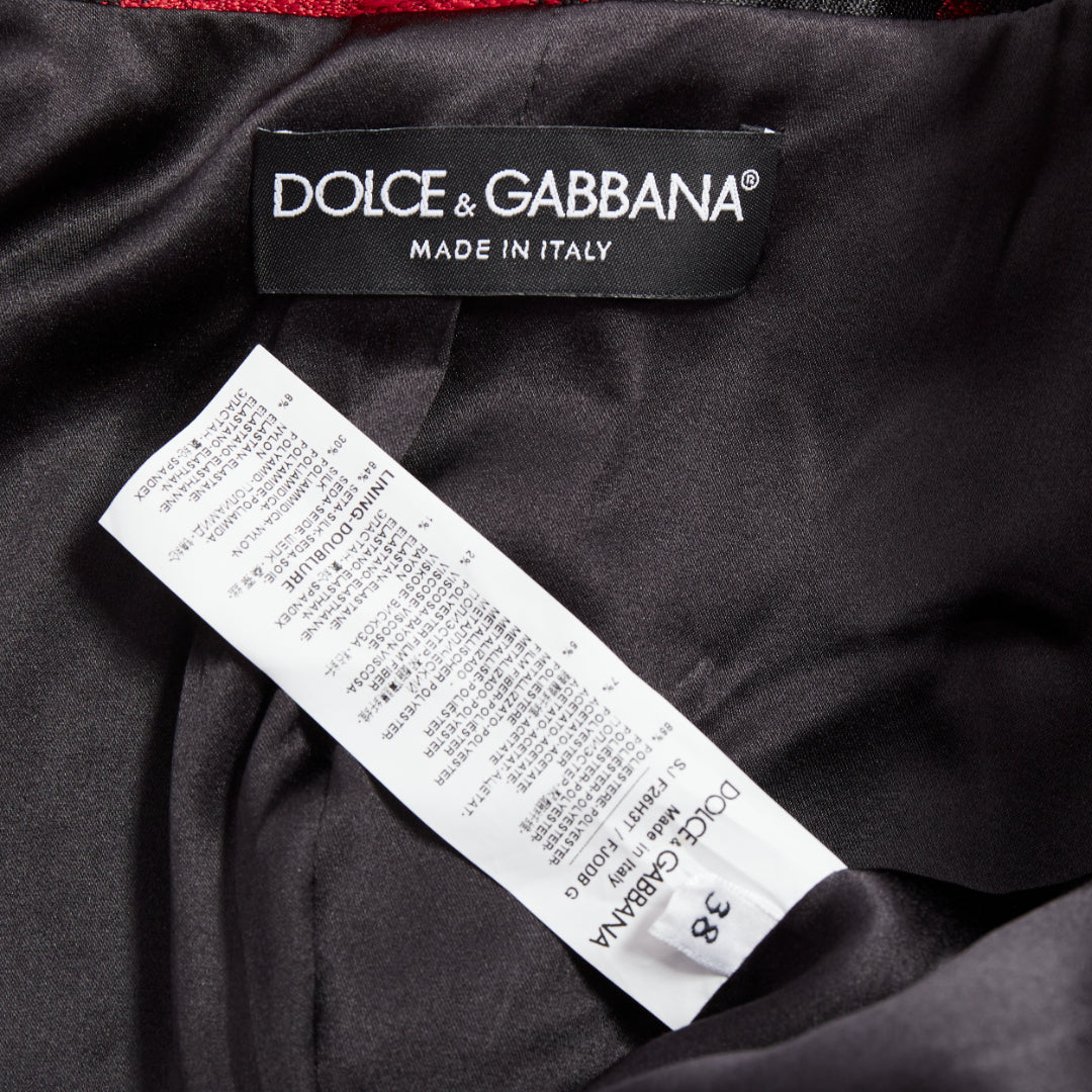 DOLCE GABBANA 2022 Runway red black zebra puff sleeve crop jacket IT38 XS