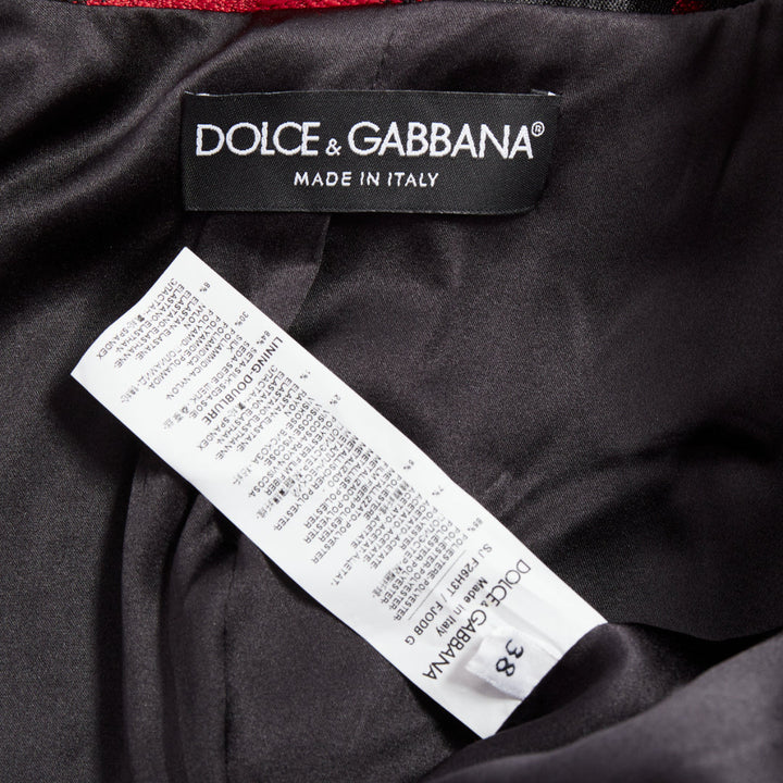 DOLCE GABBANA 2022 Runway red black zebra puff sleeve crop jacket IT38 XS