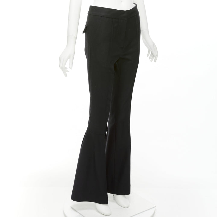 MARNI black wool twill mid waist flared dress pants IT38 XS