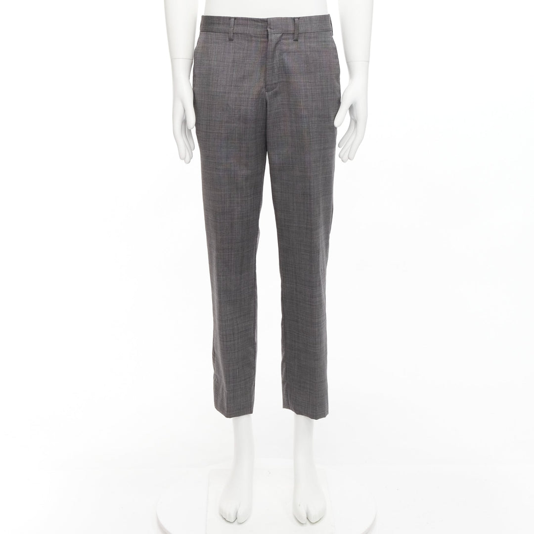 VERSACE 100% cotton grey checkered straight leg dress trousers IT48 M