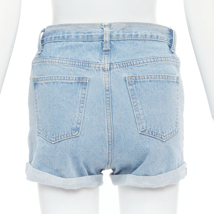 KIMHEKIM My Uniform blue cotton rolled cuff denim short shorts S