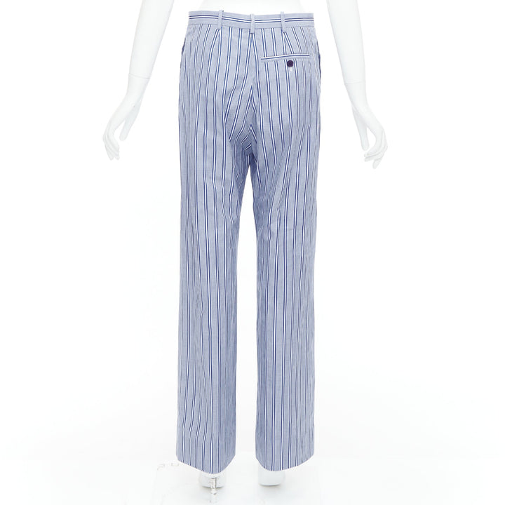 BALENCIAGA 2016 blue white striped cotton casual pajama pants FR34 XS