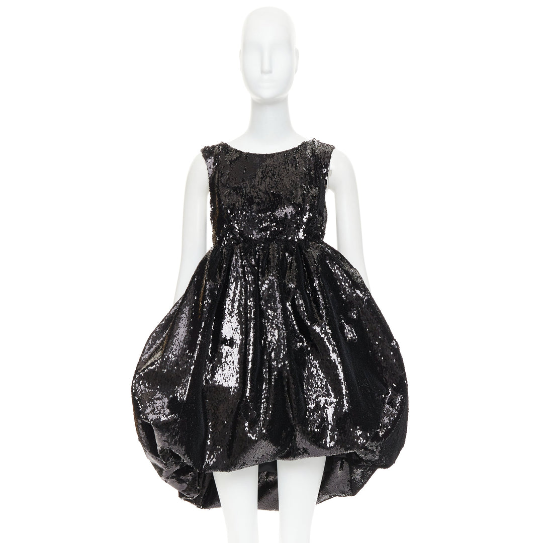 ALEXANDRE VAUTHIER COUTURE SS2025 Runway black sequinned tulle puff bubble dress