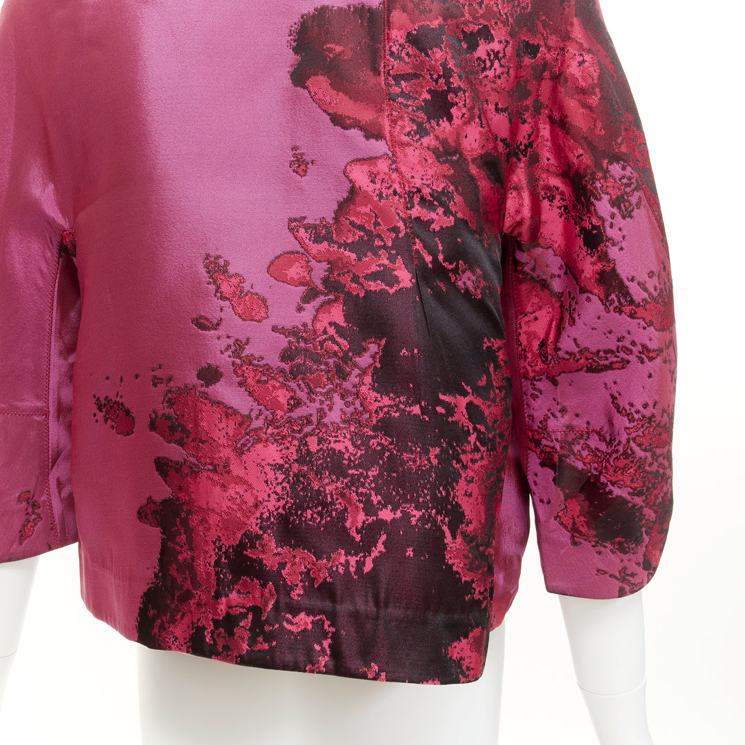 SHIATZY CHEN purple oriental abstract silk brocade cropped jacket IT44 L