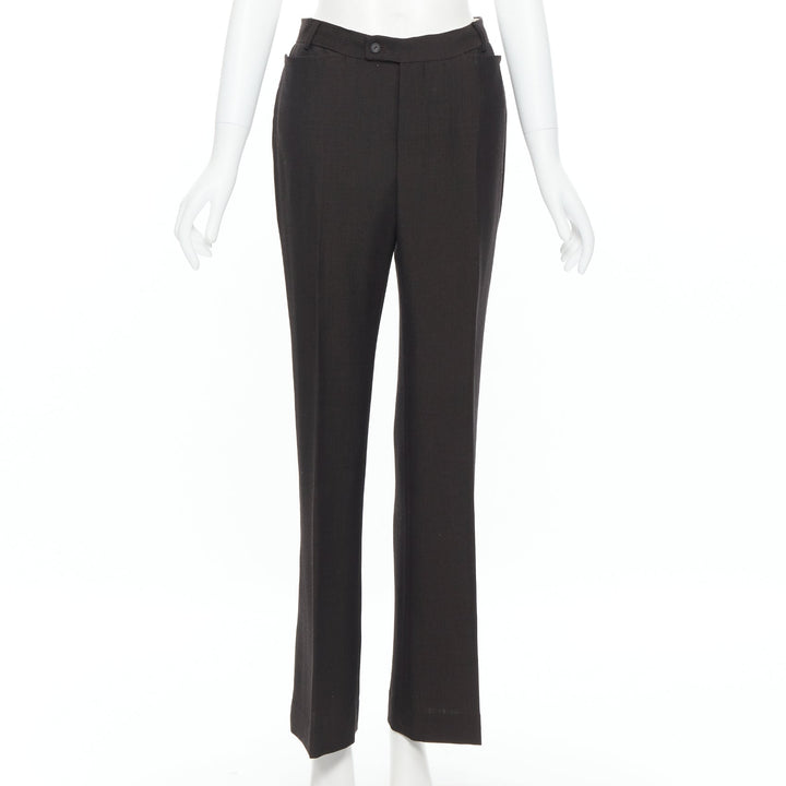 vintage GUCCI TOM FORD 1996 brown wool mohair dart front blazer pant set IT42 M
