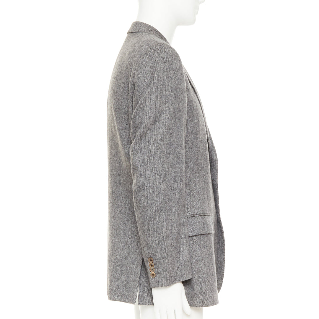 VERSACE 100% cashmere grey flap pocket 2-button unstructured blazer EU50 L