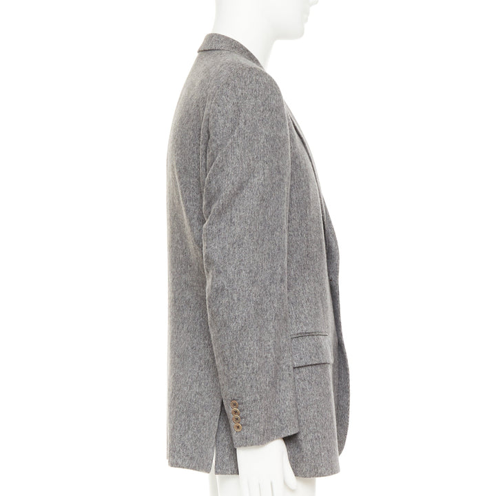 VERSACE 100% cashmere grey flap pocket 2-button unstructured blazer EU50 L