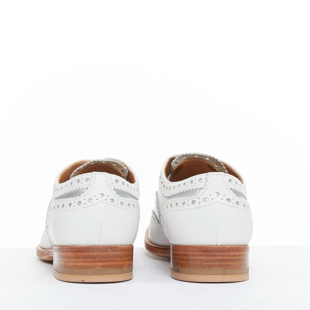 CHURCH'S Burwood white matte silver wingtip oxford brogues EU37.5