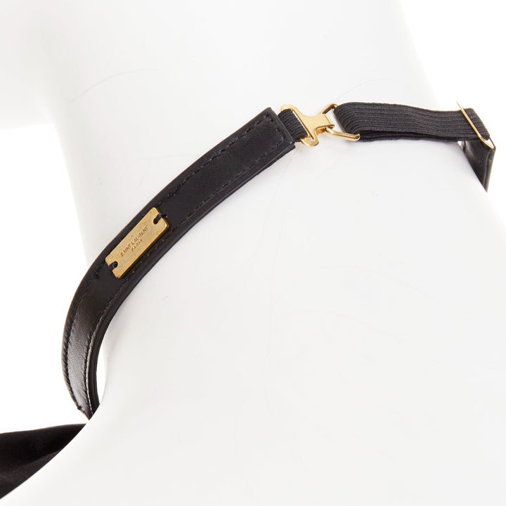 SAINT LAURENT 2013 Runway Lavalliere Bow Choker black silk satin necklace