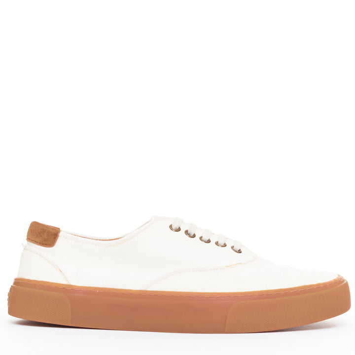SAINT LAURENT Venice cream gum lace up low skate sneakers EU40