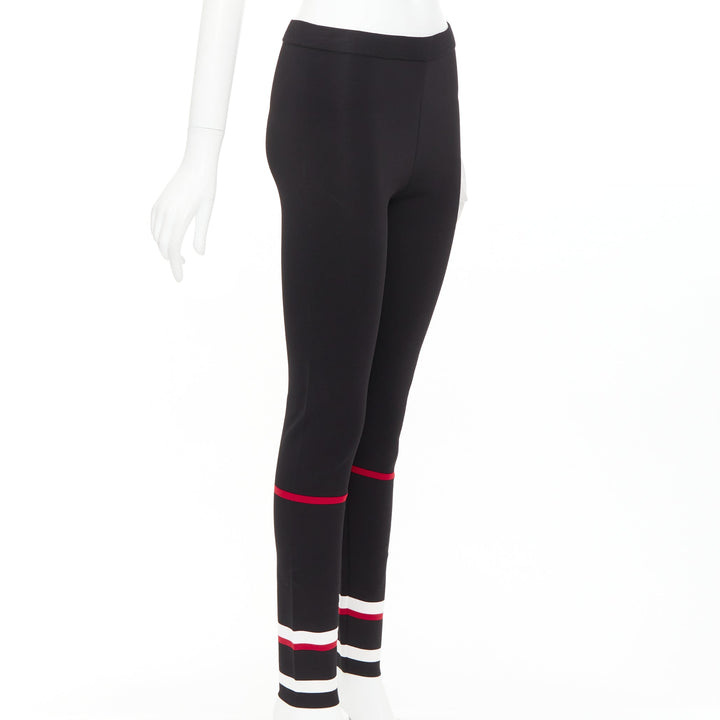 GIVENCHY black red white striped hem viscose knit legging pants XS