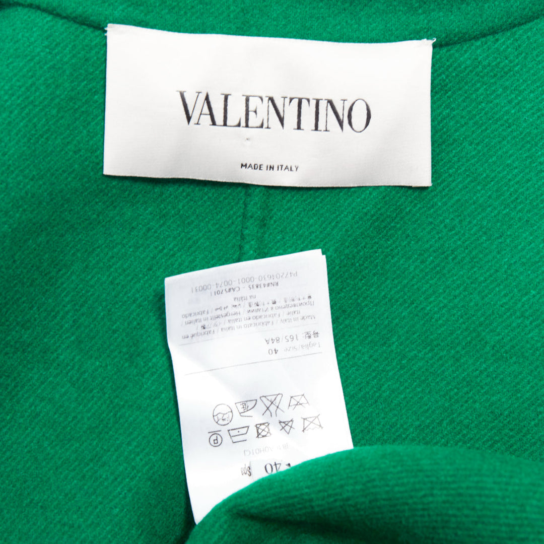 VALENTINO kelly green virgin wool blend single breasted oversized coat IT40 S