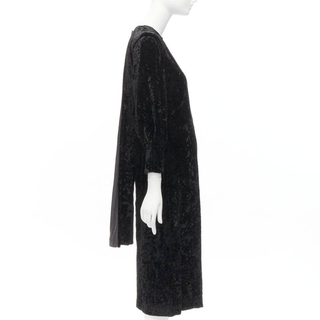 TOGA ARCHIVES PULLA black crushed velvet twill layered tie back zip dress FR36 S
