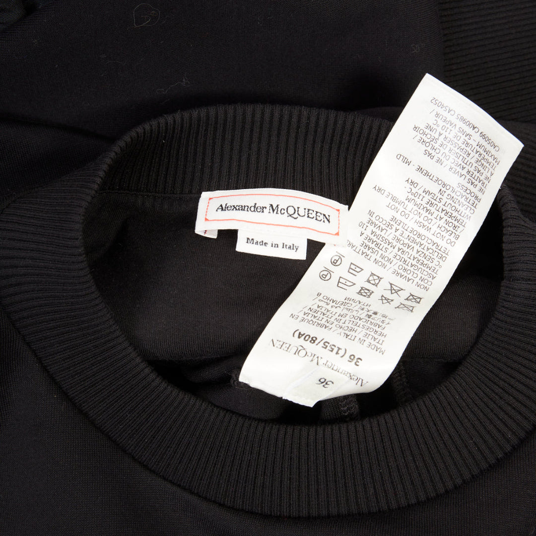 ALEXANDER MCQUEEN 2021 Exploded Ruffle black pullover sweater top IT36 XXS