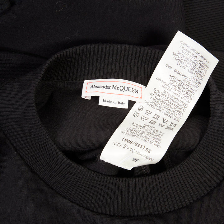 ALEXANDER MCQUEEN 2021 Exploded Ruffle black pullover sweater top IT36 XXS
