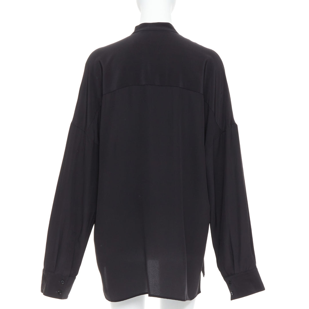 HAIDER ACKERMANN 100% silk black drop shoulder oversized shirt FR38 M