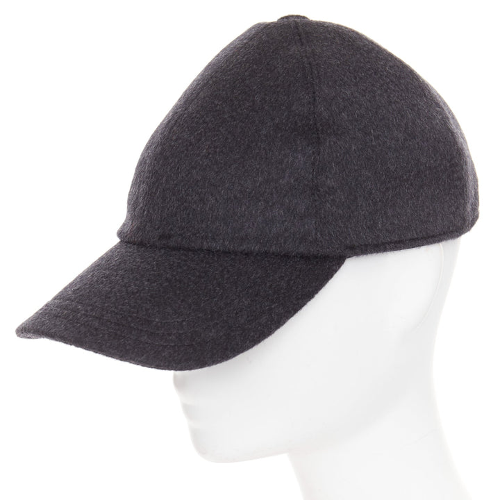 THE ROW Caspian 100% cashmere dark grey 5 panel curved brim Baseball Cap
