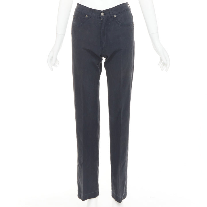 GUCCI black washed logo tab pocketed mid waist straight leg pants IT38 XS