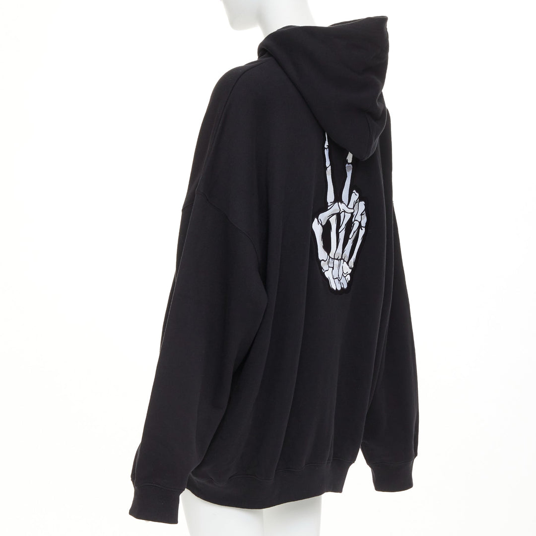 BALENCIAGA Melting Smiley Face Unifit black oversized hoodie sweatshirt XXS