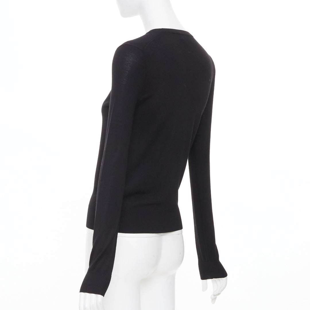 THEORY black wool blend fine knit long sleeve warm crew neck sweater P XS