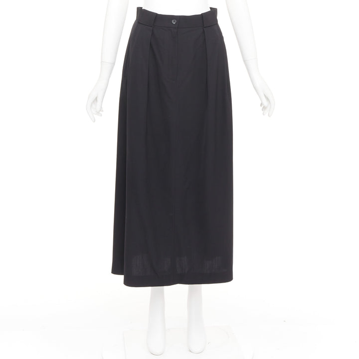 THE ROW black viscose pleated waist silk lined high waist midi skirt US0 XS