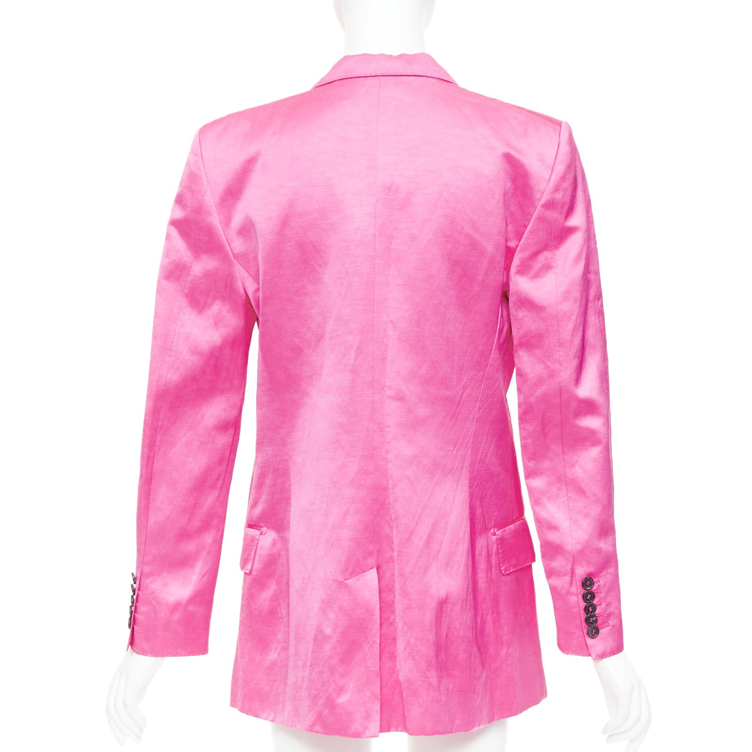 TOM FORD orchid pink satin handstitched lapel oversized blazer jacket IT36 XXS